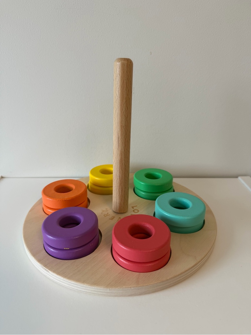 Lovevery Flexible Wooden Color Sorting Stack Toy - Multicolor Learning Rings
